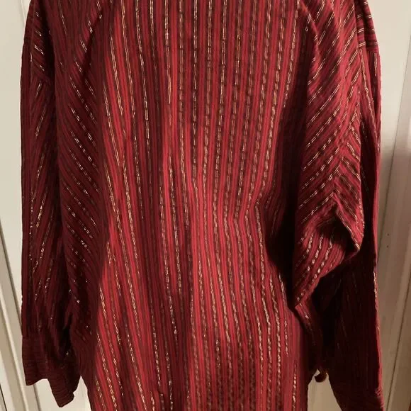 Anthony Richards Button Up Women’s 3X Long Sleeve Red Gold Lurex Stripe India - Picture 8 of 12
